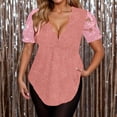 thumbnail image 2 of Elegant Glitter Lace Collar Short Sleeve T-Shirt Fashion Casual Blouse Top With Rhinestone Details Oversized T-shirts Short Sleeve Crewneck Casual Tops, 2 of 5