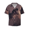 thumbnail image 2 of Lsque Dinosaur Moonlit Forest print Men's Cuban Collar Short Sleeve Shirt Summer Beachwear Casual Button Down Fashionable Vacation Leisure Shirt-3X-Large, 2 of 7