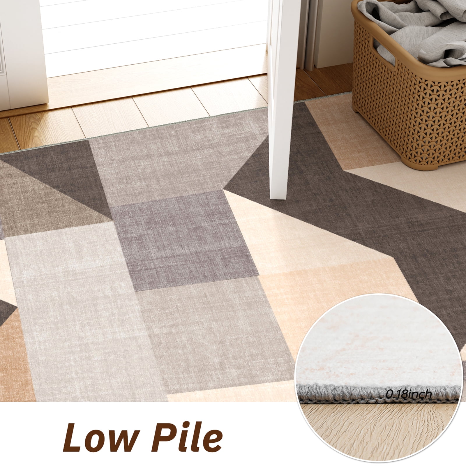 Cozylore 9'x12' Area Rugs for Living Room Geometric Style Modern Rug Soft Low Pile Non Slip Carpet Machine Washable Indoor Rug for Bedroom Dining Room Office, Brown