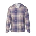 thumbnail image 2 of Uemuo Purple Floral Gingham Check Plaid Pattern Women's Full Zip UPF 50+ Sun Protection Hoodie Jacket Long Sleeve Sun Shirt Hiking Outdoor Performance with Pockets-Large, 2 of 9