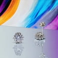 thumbnail image 6 of Stud Earrings Women Floral Round CZ Diamond Present Wedding Engagement Party Gift Circle Bridal Gift Minimalist Handmade Gift-10x10 mm, 6 of 7