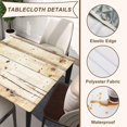 thumbnail image 4 of Square Fitted Card Tablecloth Wood Grain Table Cloth Cover with Elastic Edge Old Plank Tablecloths Waterproof Cloths for Indoor Outdoor Decoration, Fit for 36"x36" Tables, Style-14, 4 of 4