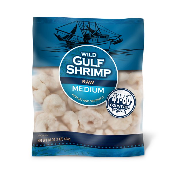 Walmart Seafood Wild Gulf Medium Raw Shrimp, Peeled and Deveined, 16 Oz
