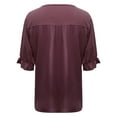 thumbnail image 5 of Bovemsi Womens Puff Half Sleeve Summer Tunic Tops Casual Chest Pleated Shirts Work Blouse for Women, Brown Women's Summer Short Sleeve T-Shirts, M, 5 of 5