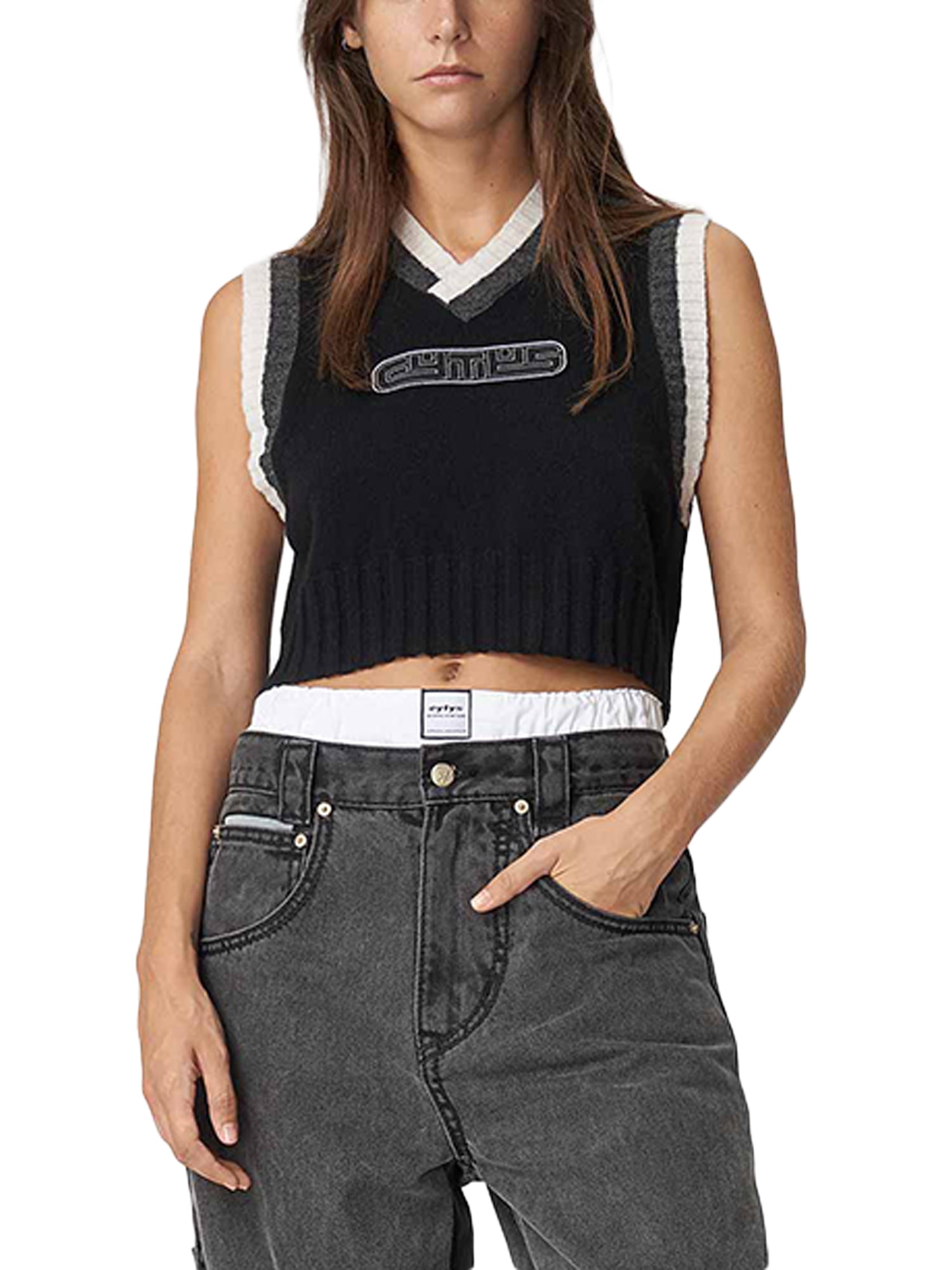 Binpure Women V Neck Sweater Vest 