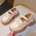 thumbnail image 5 of ITSAME Girls Platform Loafers, Round Toe Cute Bow Adjustable Strap Kids Fashion School Uniform Dress Shoes Beige 11(Little Kids), 5 of 9