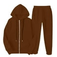 thumbnail image 4 of Brondbend Sweatsuits Women 2 Piece Outfit Track Suits for Women Set Long Sleeve Hoodies Solid Color Zipper Pocket Pullover and Sweatpant Outfits Loose Fit Winter Outdoor Athletic Set,Brown, 4 of 6