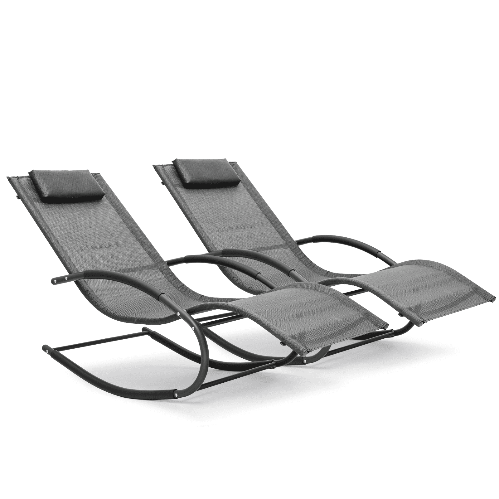 Magshion 2 Piece Outdoor Rocking Chair, Pool Chaise Lounge Chair with