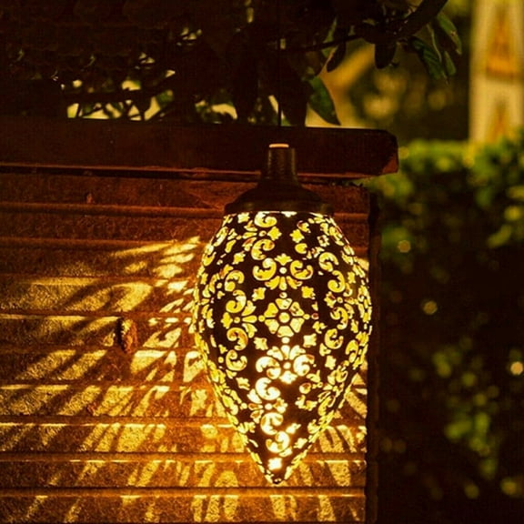 Solar Powered LED Moroccan Hanging Lantern Retro Moroccan Pattern