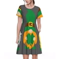 thumbnail image 1 of Balery Spring St Patrick’S Day Irish Gnomes Vestidos sueltos de manga corta para mujer, vestidos de verano 2025, vestidos casuales de corte A con vuelo., 1 of 6