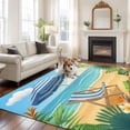 thumbnail image 2 of Coastal Beach Area Rugs 8'x10', Washable Small Throw Rugs for Living Room Patio, Cartoon Summer Ocean Chairs Sky Blue Waves Indoor Outdoor Rug Non-Slip Low Pile Carpet Runner Reversible Floor Mats, 2 of 8