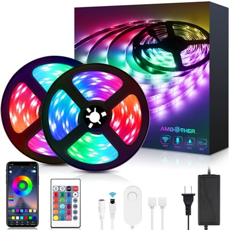 

LED Light Strip 32.8ft Smart LED Strip Light with with Remote and APP Control DIY Color Changing RGB 5050 LED Tape Lights for Bedroom Home Party Christmas Decor