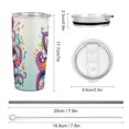 thumbnail image 2 of Colorful Octopus Tumbler Print 20oz Stainless Steel Coffee Cup with Lid & Straw Double Wall Insulated Tumbler, 2 of 8