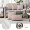 thumbnail image 6 of Pink Leaves Outdoor Waterproof Pillow Covers, Green Summer Botanical Pastoral Decorative Square Throw Pillowcase Sofa Cushion Sham for Patio/Couch/Chair, 16"x16" 2 Pack, 6 of 8