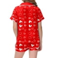 thumbnail image 4 of PMVFHDE Pyjama Fille Imprimé Cœur Pyjama à Manches Courtes avec Boutons et Short Ensemble de Pyjama Maison Rouge, 6-7 Ans, 4 of 4