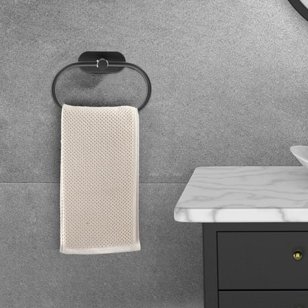 OFFIGAM Hand Towel Holder for Bathroom Towel Hanger Stainless Steel Black 1Pack