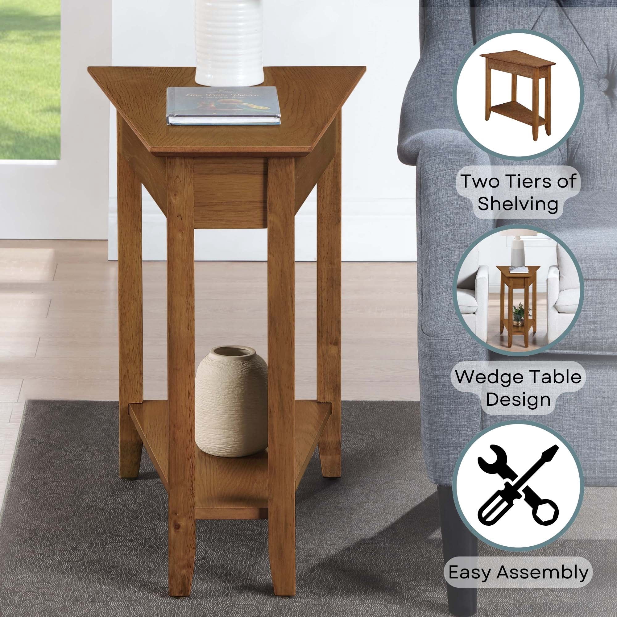 Convenience Concepts American Heritage Wedge End Table with Shelf, Driftwood