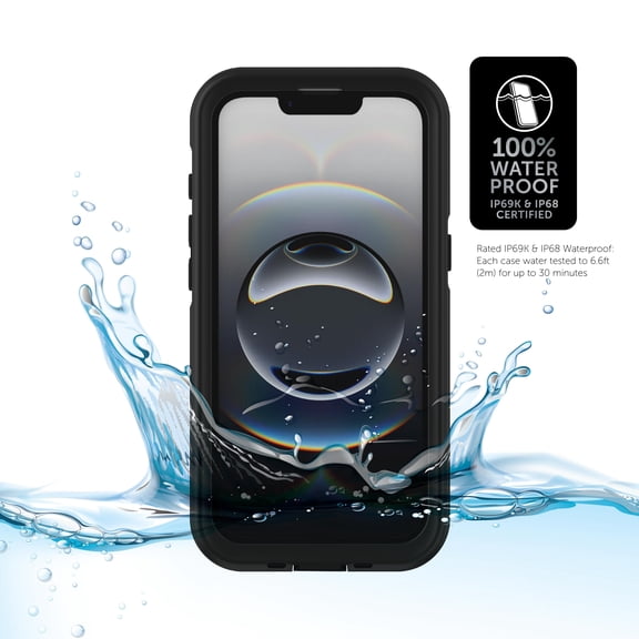 Body Glove Tidal Waterproof Phone Case for iPhone 17e / iPhone 16e - Black/Clear