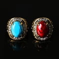 thumbnail image 6 of Grandest Birch Unisex Ring Turquoise Inlaid Rhinestone Retro Men Women Ring Jewelry for Party Rhinestone,Alloy,Turquoise Red, 6 of 8