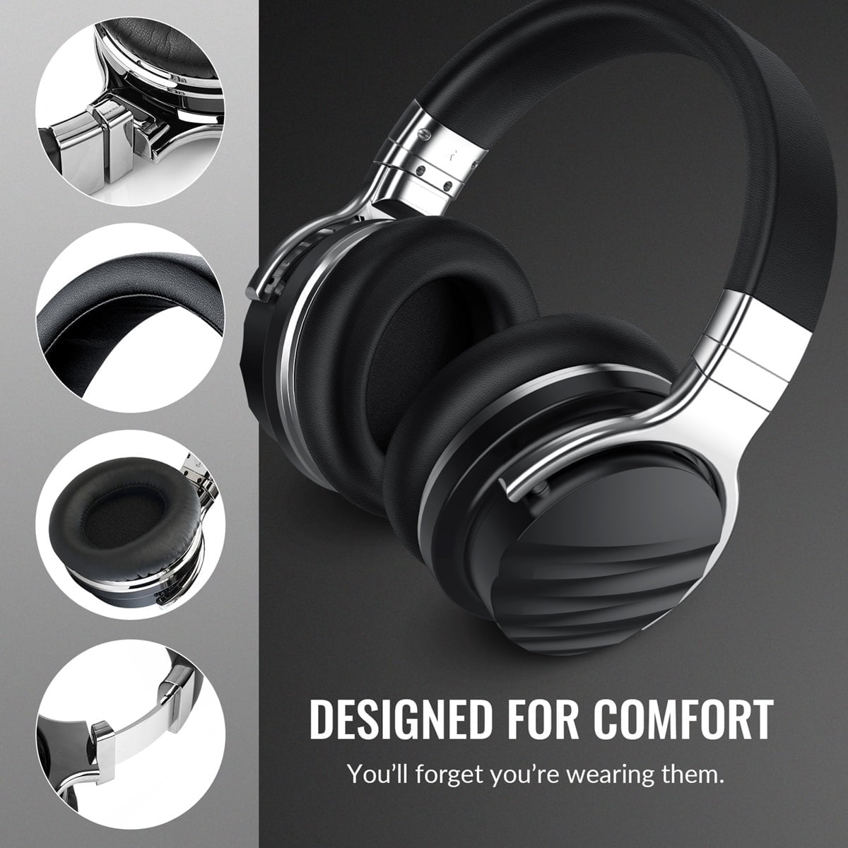 delpattern Bluetooth Headphones Noise Cancelling Wireless Over Ear Headphones with Microphone, 30H Playingtime