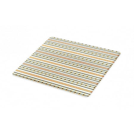 

Folk Cutting Board Themed Colorful Pattern with Horizontal Stripes Kente Style Motif Decorative Tempered Glass Cutting and Serving Board in 3 Sizes by Ambesonne