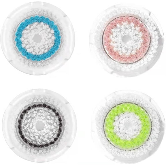 Facial Cleansing Brush Head Replacement Set Compatible with Clarisonic Mia 1, Mia 2, Mia Fit, Alpha Fit, Smart Profile Uplift and Alpha Fit X, 4 Pack