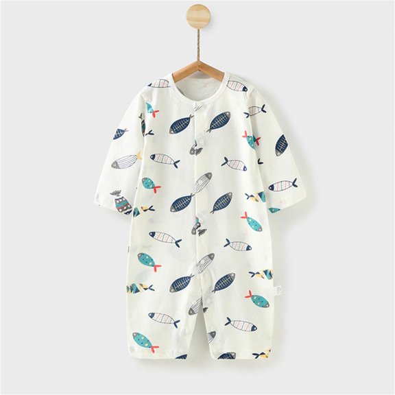 BXSRUTA Baby Long Sleeve Jumpsuit Soft Breathable Summer Animal Print Romper for Newborn Infant