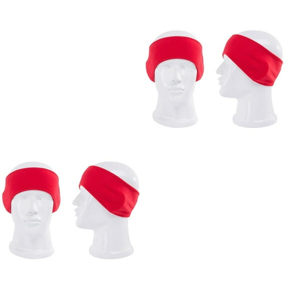 Set of 2 Ear Warmer Headband Fleece Thermal Headbands Men Women Red