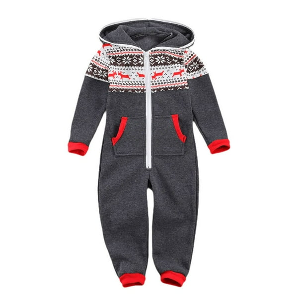 Hirigin Family Matching Christmas Pajamas Set Festival Snowflake Pattern One Piece Hooded Zip Front Rompers For Dad Mom Children Walmart Com Walmart Com