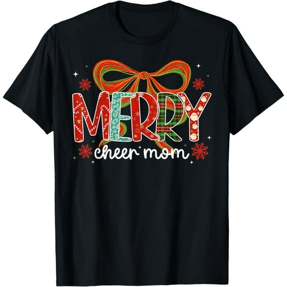 Merry Cheer Mom Christmas Cheerleader Mom Xmas Coquette T-Shirt TShirt
