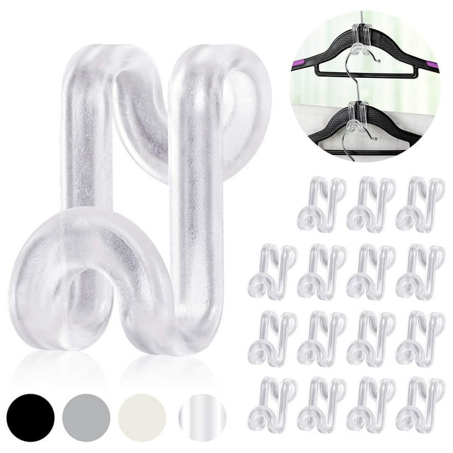 Mlici Ganchos para colgar que ahorran espacio, paquete de 60 ganchos conectores para perchas de ropa, perchas apilables transparentes con ganchos para organizador de armario (transparente)