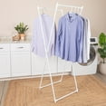 thumbnail image 3 of Household Essentials Valet Folding Clothes Rack, Strong Metal X-Frame, Chic Design, Great for Guest and Dressing Rooms, Portable and Easy to Use, Folds Flat, White, 3 of 9