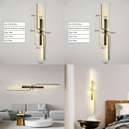 

WAGZOQN Enhance your bedroom and living room decor with these Stylish Minimalist Black Gold Indoor LD Wall Lights - Chic Interior Wall Sconces perfect for creating a sophisticated sofa b