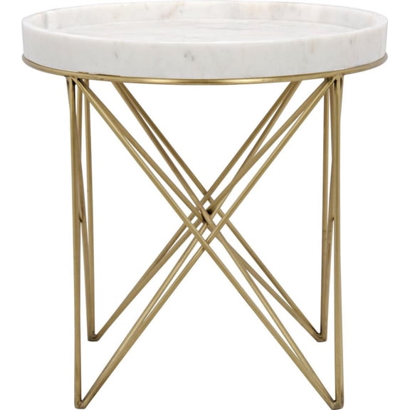 Marble Elegance, Prisma Side Table in Antique Brass