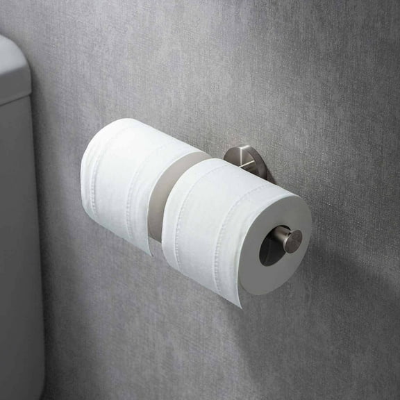 Kibi Circular Double Toilet Paper Holder - Brushed Nickel