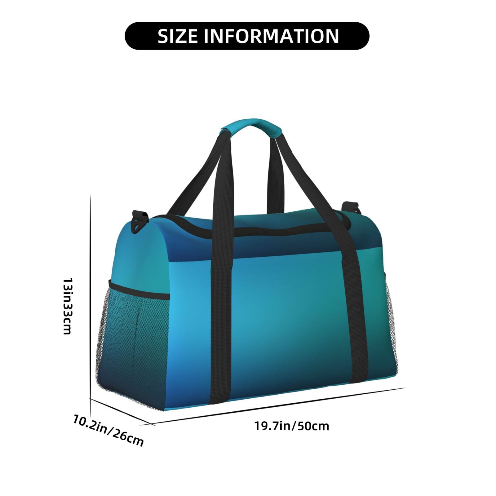 Fuzoiu Blue to turquoise Print Travel Duffle Bag,Carry On Tote Bags,Duffel Bag,Sport Gym Bag, Hospital Bag for Labor and Delivery, Overnight Bag,Luggage Bag