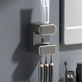 thumbnail image 1 of Royalbelle Automatic Toothpaste Dispenser,Wall Mounted Electric Toothpaste Dispenser with 3 Toothbrush Slots,Thermal Sensing Bathroom Squeezer,Black, 1 of 8