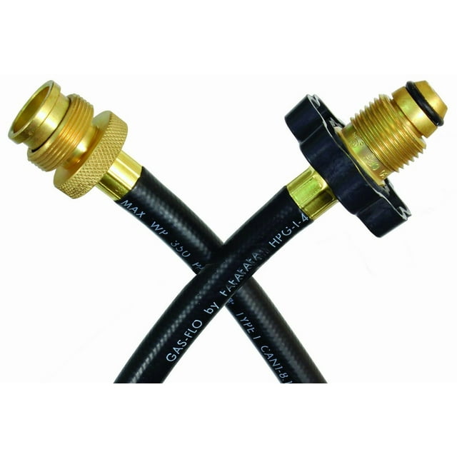 JR Propane Hose 07-31065 1/4 Inch Inside Diameter Rubber Barbeque Adapter Hose; POL Prest-O-Lite End x Male Cylinder Thread End; 60 Inch Length; UL/CSA Approved