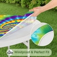 thumbnail image 5 of Colorful Rainbow Tie Dye Spiral Pattern Round Fitted Tablecloth with Elastic Edge,Dining Table Cover Waterproof,Outdoor Round Tablecloth for Camping,Dining,Indoor and Outdoor, 5 of 7