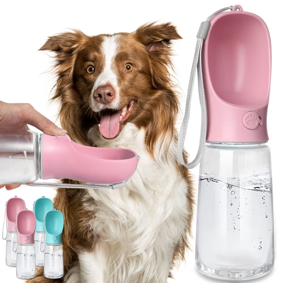 Botella de agua para perros Kalimdor, portátil, a prueba de fugas, 560 ml, rosa