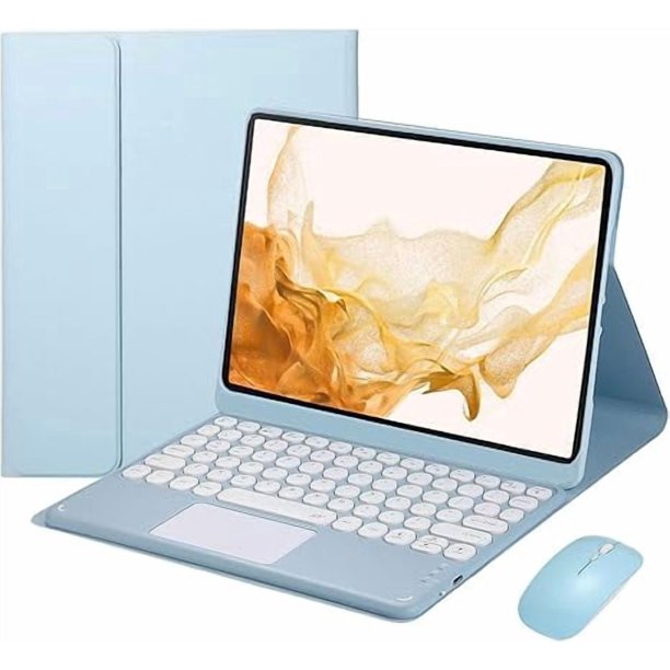 Funda Delgada Magnética con Teclado, Panel Táctil y Mouse, Azul para Xiaomi Redmi Pad SE de 11 Pulgadas 2023