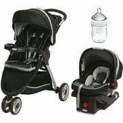 Angle View: Graco FastAction Fold Sport Click Connect Travel System, Gotham with Nuk Simply Natural 5oz Bottle, 1-Pack
