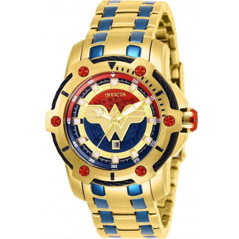 woddy press 36インチ　⭐︎エコメルカリ便限定 Invicta 26839 DC Comics Wonder Women Women's 39.5mm Gold-Tone Blue