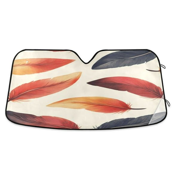 Car Sun Visor 53*23.5Inch Windshield Sun Shield Car Sun Curtain Car Sun Shield Car Sun Insulation Suitable For Most Vehicles Orange Feather