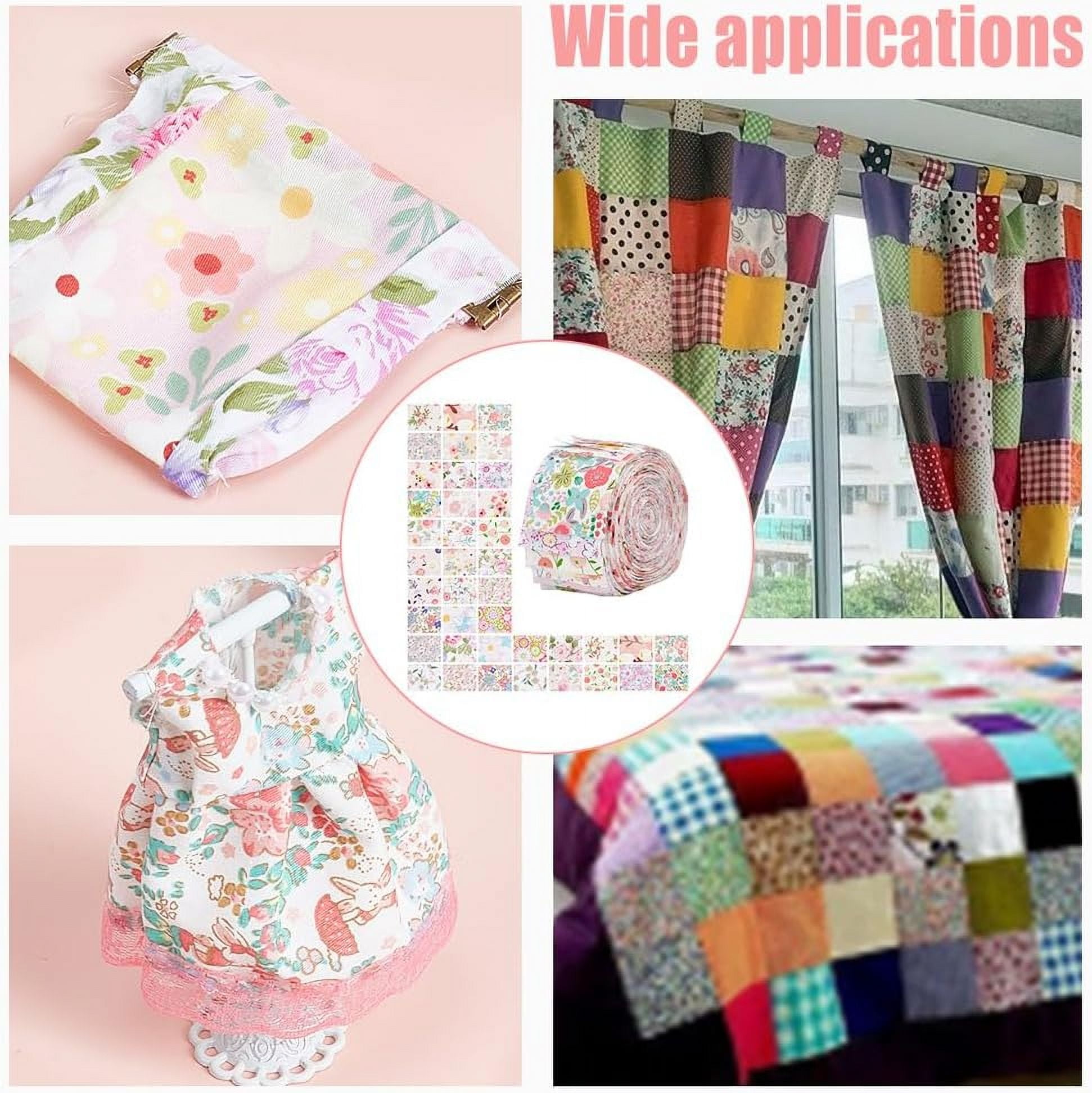 1Set Flower Pattern Cotton Fabrics DIY Craft Making Supplies Rectangle Pink 100x6.5x0.01cm 40pcs/set