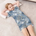 thumbnail image 6 of Silky Satin Kids' Pajama Set Breathable & Smooth Unisex Button-Down Pajamas Blue Plaid Pattern, 6 of 8