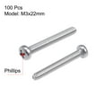 thumbnail image 2 of Unique Bargains M3x22mm Machine Screws Pan Phillips Cross Head Screw Fasteners Bolt 100Pcs, 2 of 3
