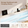 thumbnail image 5 of E-motie King Size Bed Frame with Storage Headboard, Heavy Duty Platform Bed Frame with Charging Station and LED Light, Easy to Assemble, No Box Spring Required, White, 5 of 9