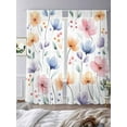 thumbnail image 3 of Watercolor Blue Pink Flowers Sheer Curtains 108 Inch Long 2 Panels, Spring Leaves Light Filtering Rod Pocket Semi Sheer Curtains, Sheer Voile Drapes for Living Room Bedroom, 52"x108", 3 of 5