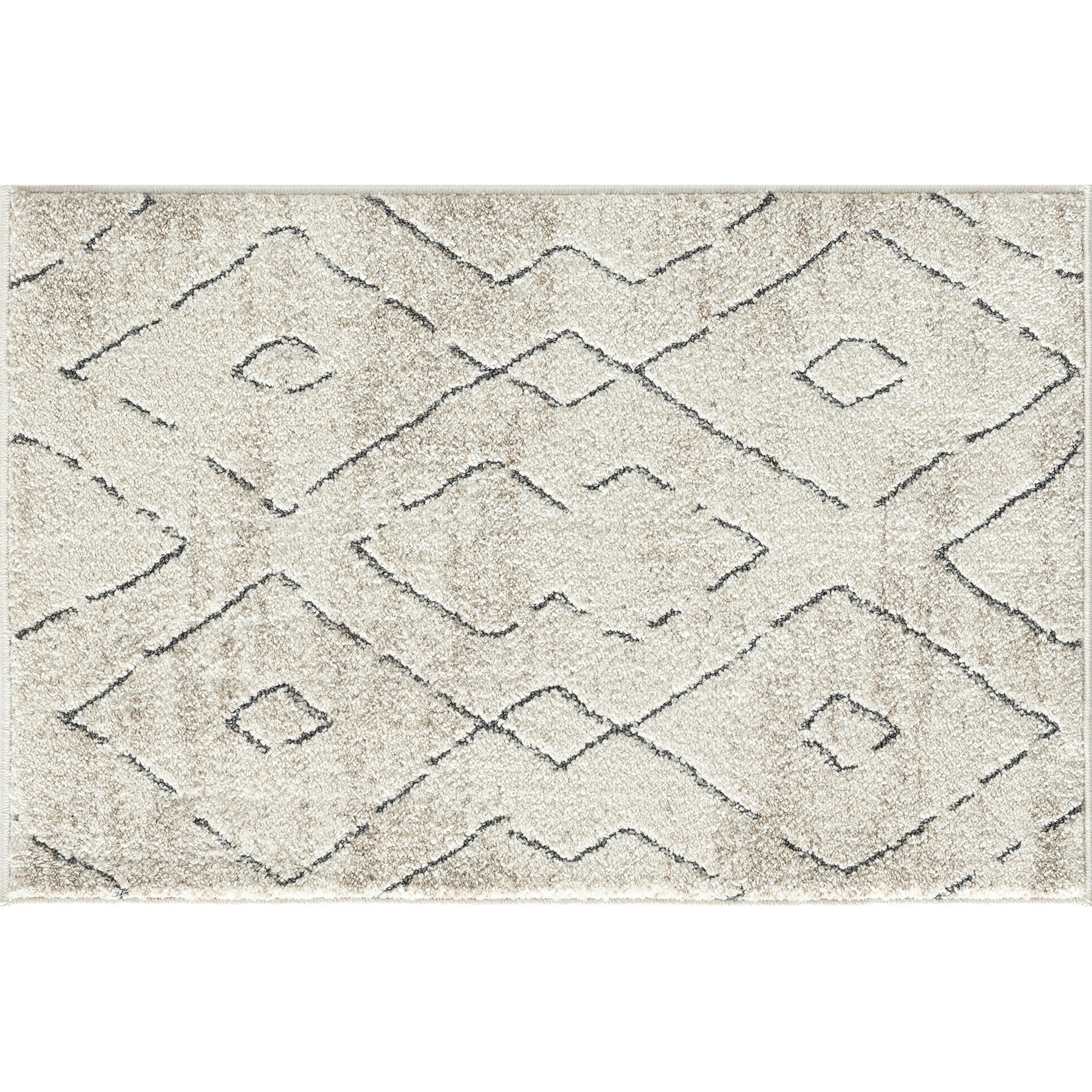 Contemporary 2x3 Area Rug (2' x 3') Geometric Cream, Gray Indoor Scatter Easy to Clean